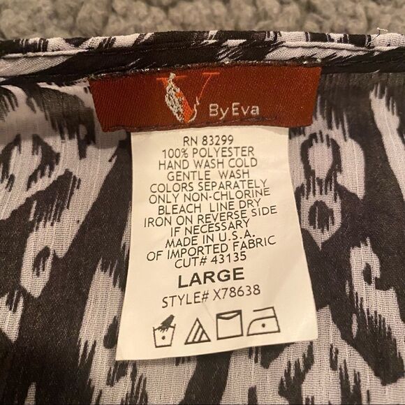 V By Eva Black White Beaded  Kimono Size Large - Picture 7 of 11